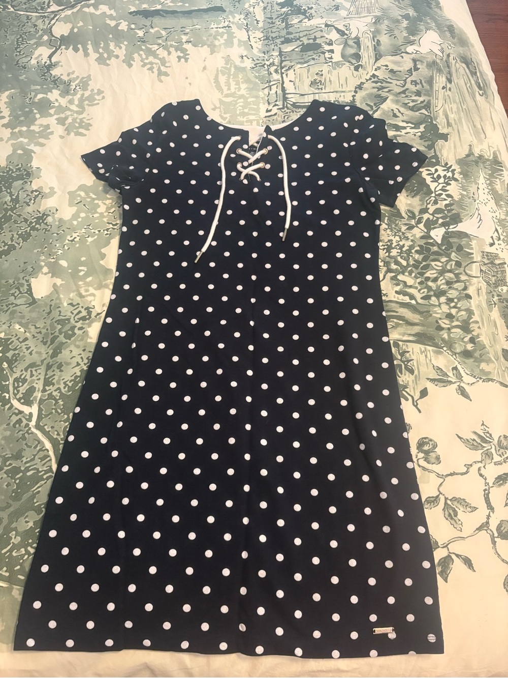 Tommy Hilfiger Navy and White Polka Dot Mini Dress